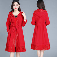 Elegant Trench Coat Women's Plus Size Coat Over The Knee Fashion