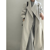 Retro Lapels One Button Mid-length Trench Coat Women's Belt Coat