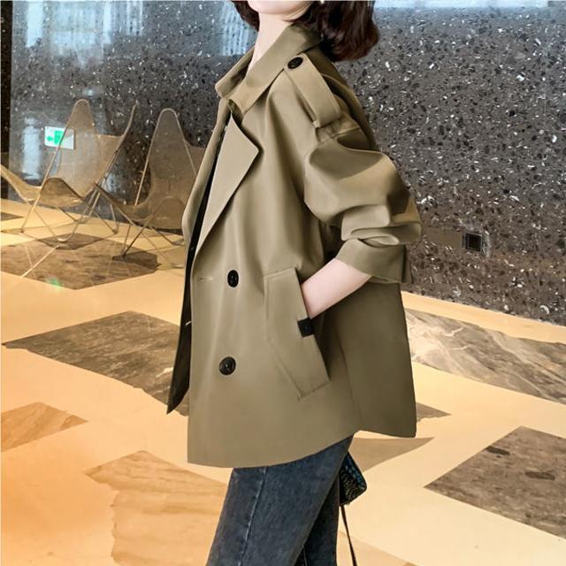 New Korean Style Suit Collar Long Sleeve Top Baggy Casual Jacket