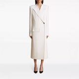 One Button Oblique Cut Extended Solid Color Long Sleeve Jacket Suit