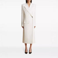 One Button Oblique Cut Extended Solid Color Long Sleeve Jacket Suit