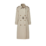 Autumn New Women's Stand Collar Adjustable Collar Loop Double Breasted Profile Lengthened Trench Coat