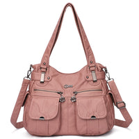 Portable Soft Casual Leather Messenger Tote