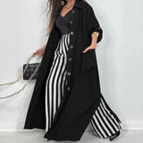 Long Below The Knee Trendy Solid Color Women's Trench Coat