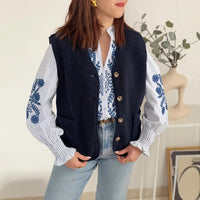 Women's Lambswool Sleeveless Button Vest