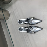 Women's Summer Toe Cap Semi Slipper Elegant Metal Buckle Set