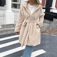 Women's Solid Color Casual Plush Long Sleeved Coat