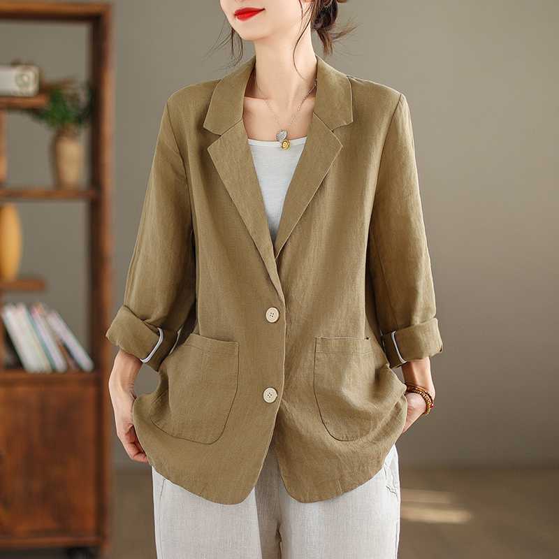 Artistic Retro Solid Color Loose-fitting Versatile Suit Top