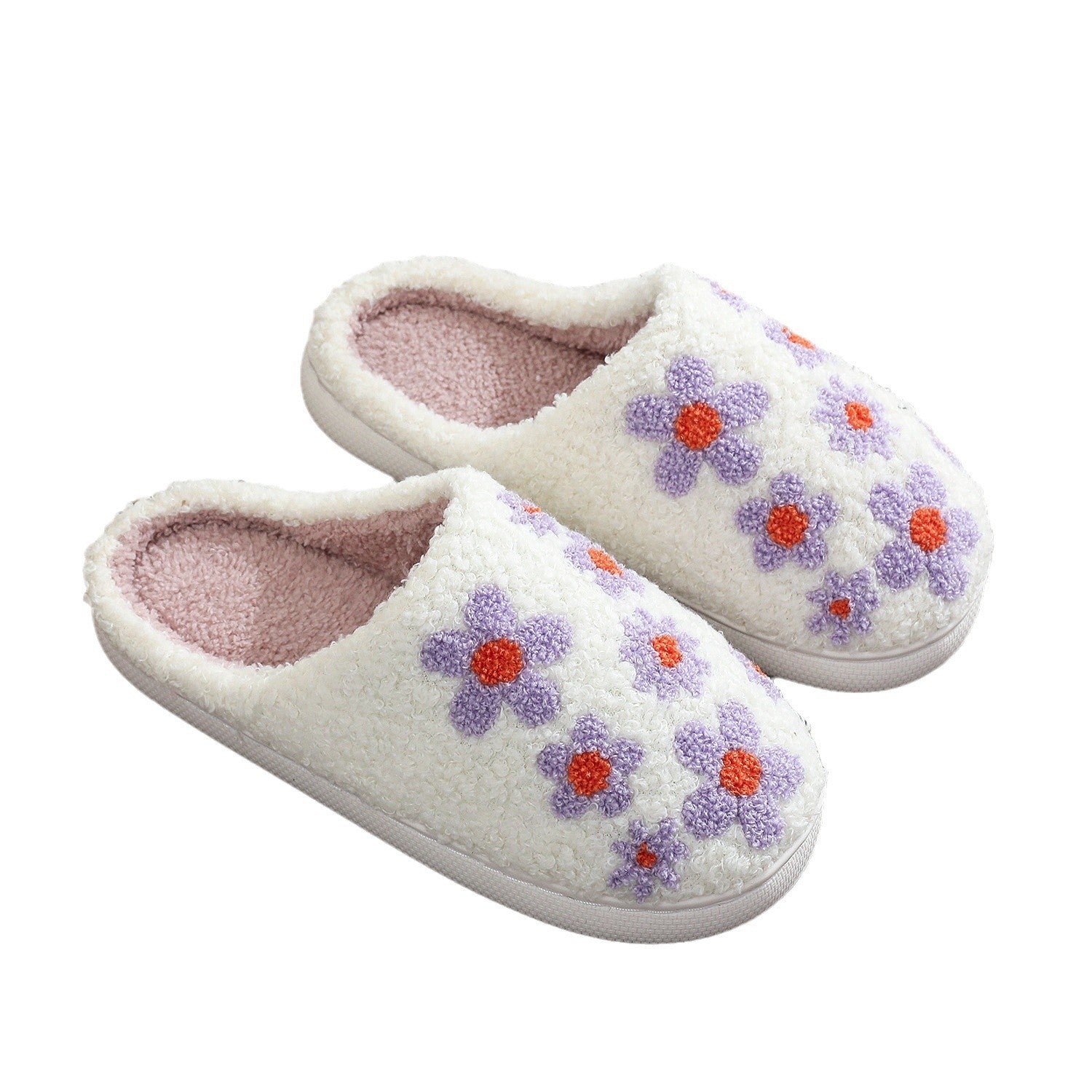 Embroidery Hibiscus Flower Woolen Slipper