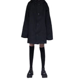Dark Hooded Loose Coat Women's Clothing