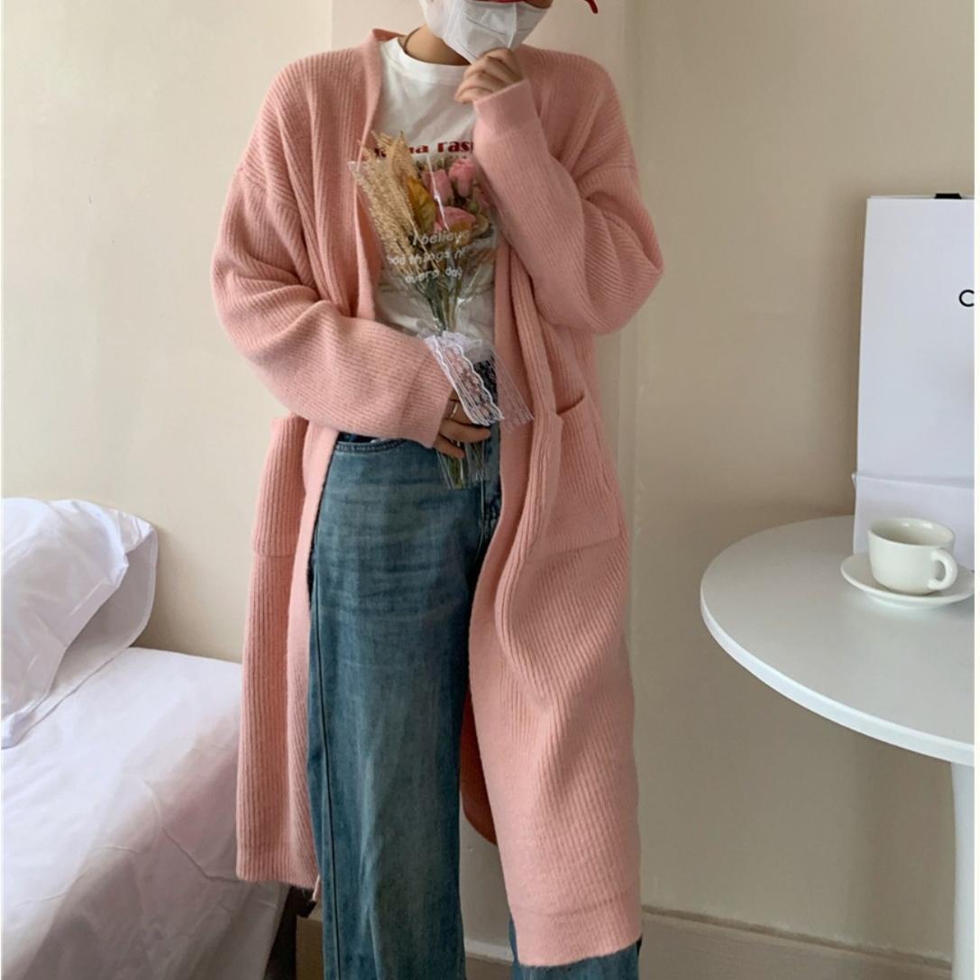 Autumn And Winter Korean Style Lazy Wind Coat Long Sweater Coat