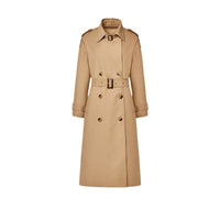 Autumn New Women's Stand Collar Adjustable Collar Loop Double Breasted Profile Lengthened Trench Coat