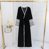 Elegant Cardigan Embroidered Muslim Dress Women's Robe