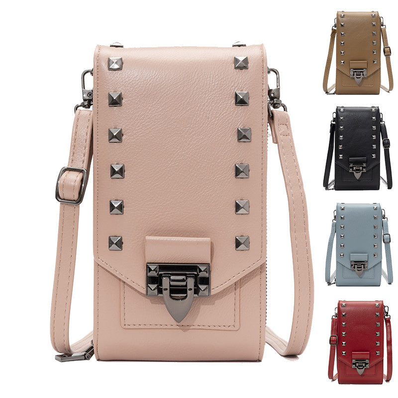 Solid Color Rivet Design Shoulder Bags