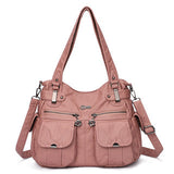 Portable Soft Casual Leather Messenger Tote