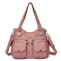 Portable Soft Casual Leather Messenger Tote