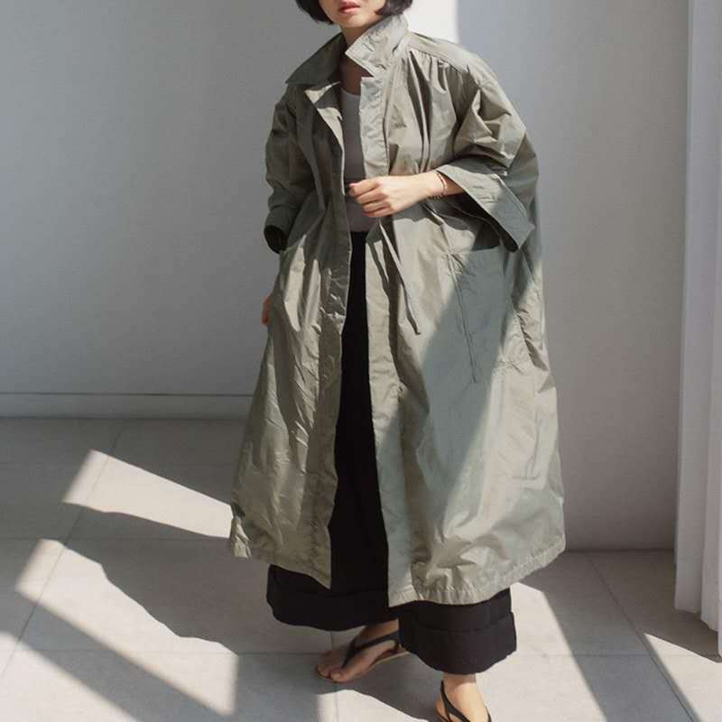 Spring And Autumn New Overknee Long Windbreaker Women's Loose Plus Size