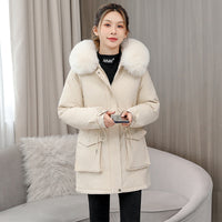 Fur Collar Velvet Lining Warm Coat