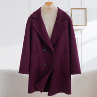 Fashion Double Breasted Woolen Coat Women