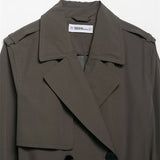 Temperament Women's Hydrophobic Windproof Double Breasted Trench Coat
