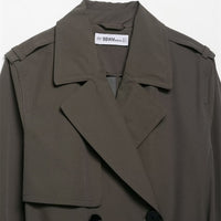 Temperament Women's Hydrophobic Windproof Double Breasted Trench Coat