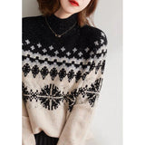 Snowflake Turtleneck Knitted Retro Loose Sweater