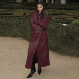 Autumn And Winter Women's Clothing New Leather Coat Elegant Long Leather Coat