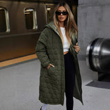 Korean Style Women's Fashion Plaid Hooded Long Fluffy Coat