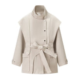 Women's Stand Collar Belted Trench Coat