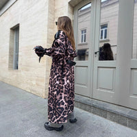 Women's Elegant Casual Loose Leopard Print Patchwork Leather Jacket