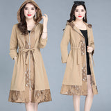 Elegant Trench Coat Women's Plus Size Coat Over The Knee Fashion