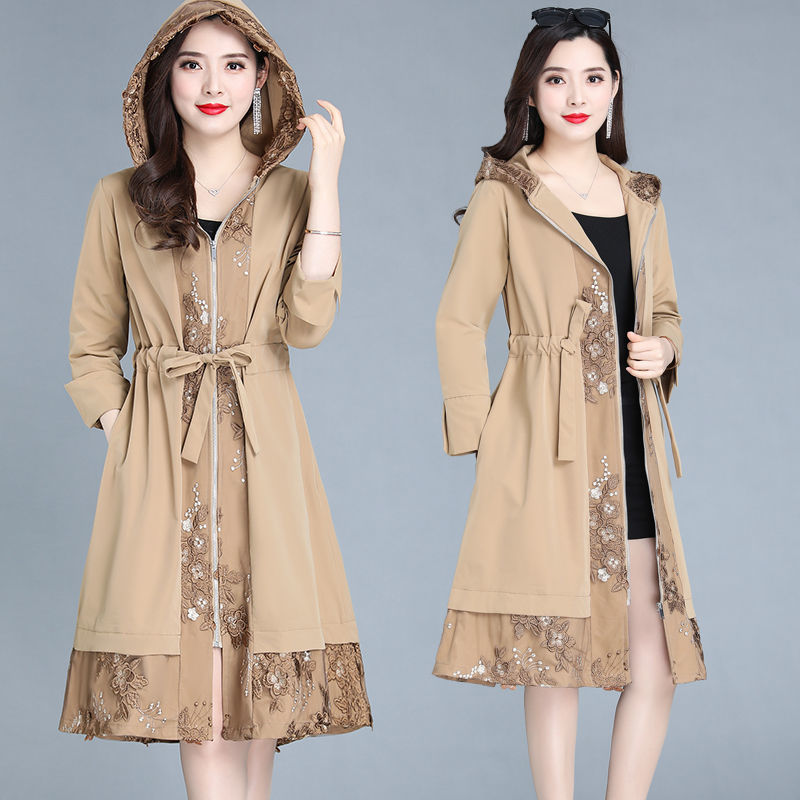 Elegant Trench Coat Women's Plus Size Coat Over The Knee Fashion