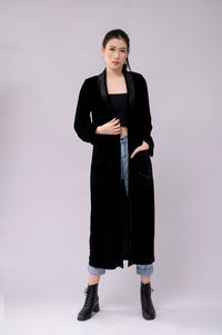 Elegant Women's Velvet Overcoat Coat Conventional Sleeve