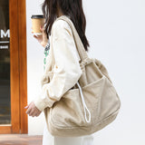 Ins Corduroy Shoulder Drawstring Bags