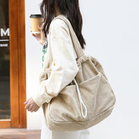 Ins Corduroy Shoulder Drawstring Bags