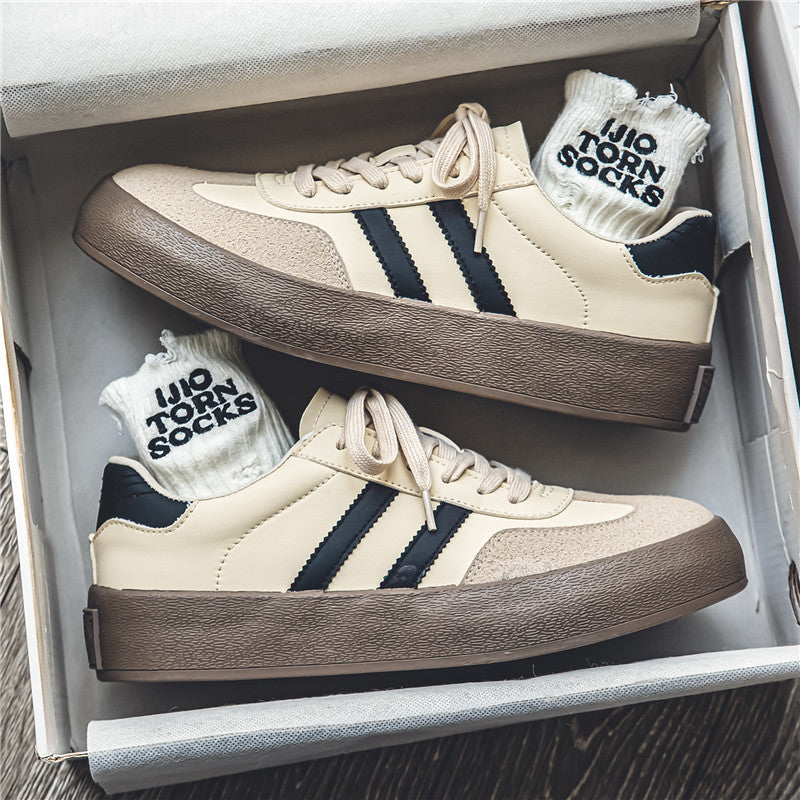 All-matching PU Leather Couple Flat Sneakers for Men