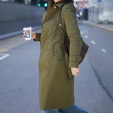 Double Breasted Women's Dust Coat Classic British Style Lace-up