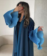 Pleated Long Shawl Women's Fashionable Elegant Gradient Cardigan