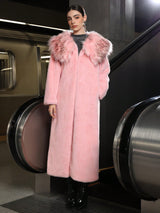 Long Sleeve Fur Plush Thermal Long Coat