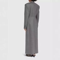 Double-breasted Long Sleeve Slim-fit Elegant Padded Shoulder Extended Suit Jacket