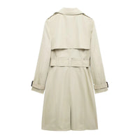 Retro Double-breasted Slim-fit Long-sleeved Lapel Versatile Trench Coat