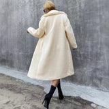 Elegant Double Breasted Lapel Loose And Warm Long-cut Coat