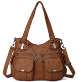 Portable Soft Casual Leather Messenger Tote