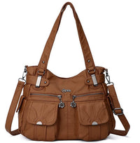 Portable Soft Casual Leather Messenger Tote