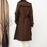 Double Breasted Women's Dust Coat Classic British Style Lace-up