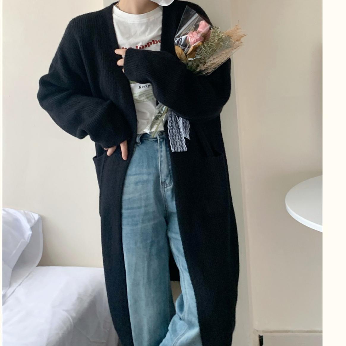 Autumn And Winter Korean Style Lazy Wind Coat Long Sweater Coat
