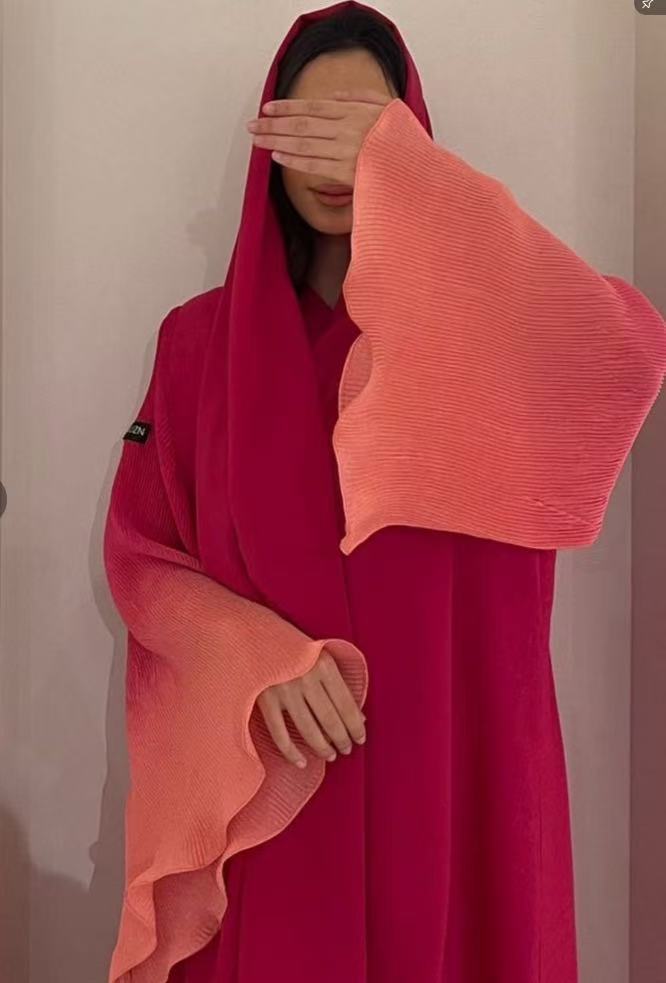 Pleated Long Shawl Women's Fashionable Elegant Gradient Cardigan