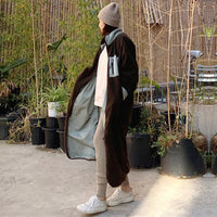 Stand Collar Color Matching Lambswool Two-sided Zipper Coat