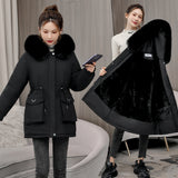Fur Collar Velvet Lining Warm Coat