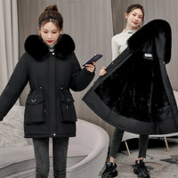 Fur Collar Velvet Lining Warm Coat